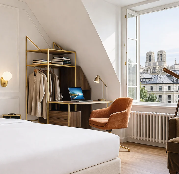 Design d'une chambre de l'hôtel Beauvoisin
