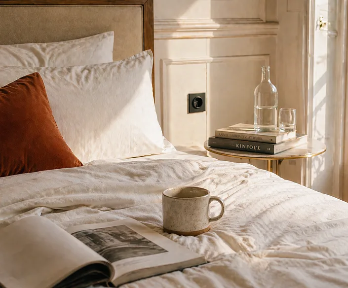 Design chaleureux d'une chambre